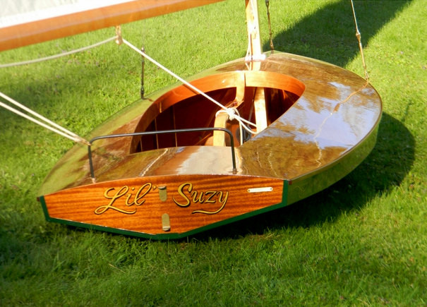 Custom wooden boats moth class sailboat "Lil Suzy" built by Cottrell Boatbuilding